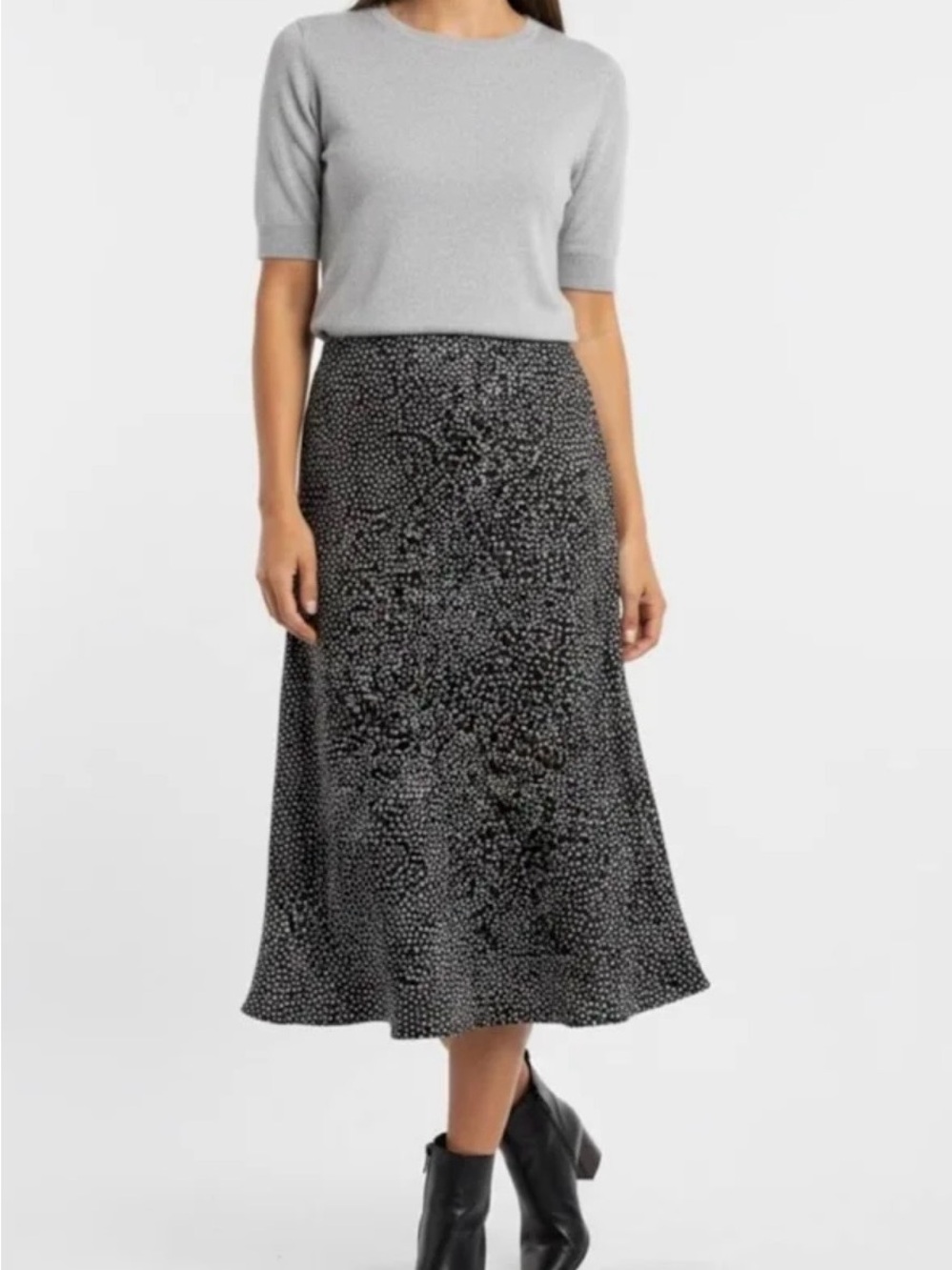 LOFT Polka Dot Midi Skirt